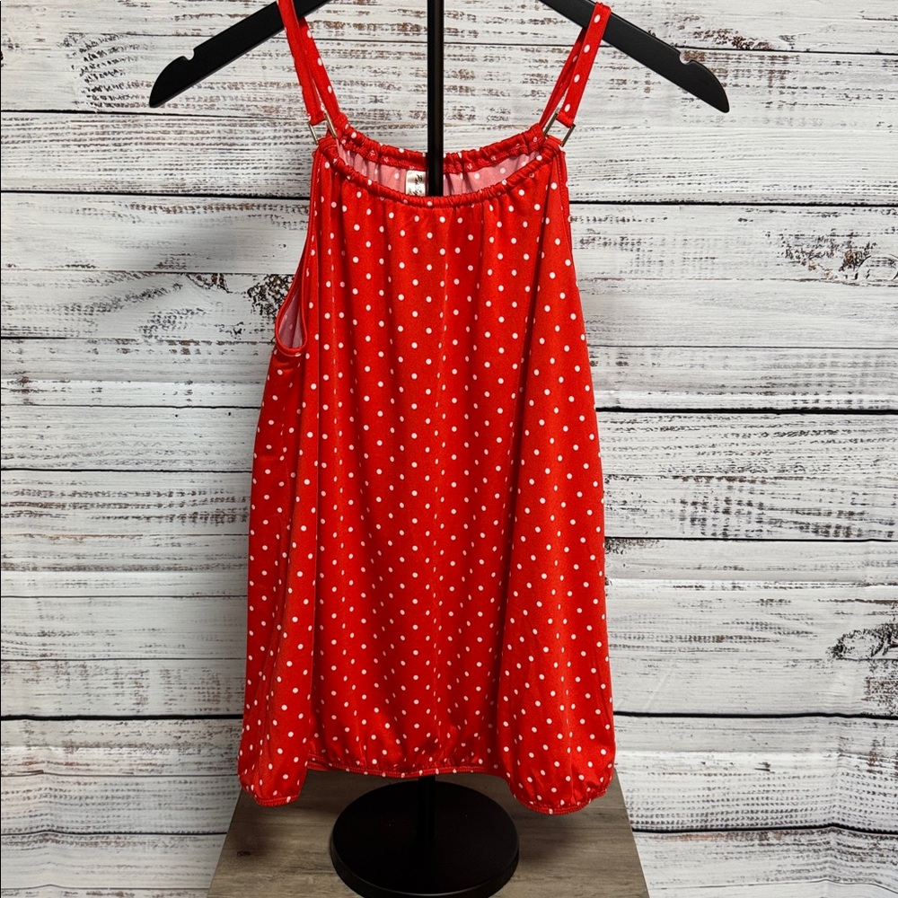 NWT Perseption Red and White Polka Dot Top